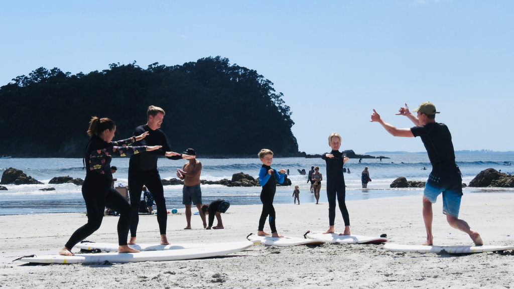 Private family surf lessons, Mount Maunganui